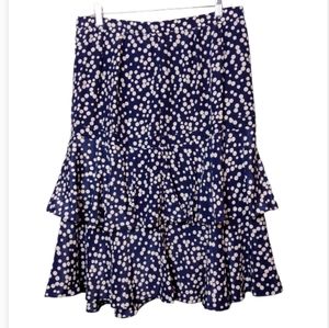 Maggy Boutique blue & white polka dot tiered skirt large